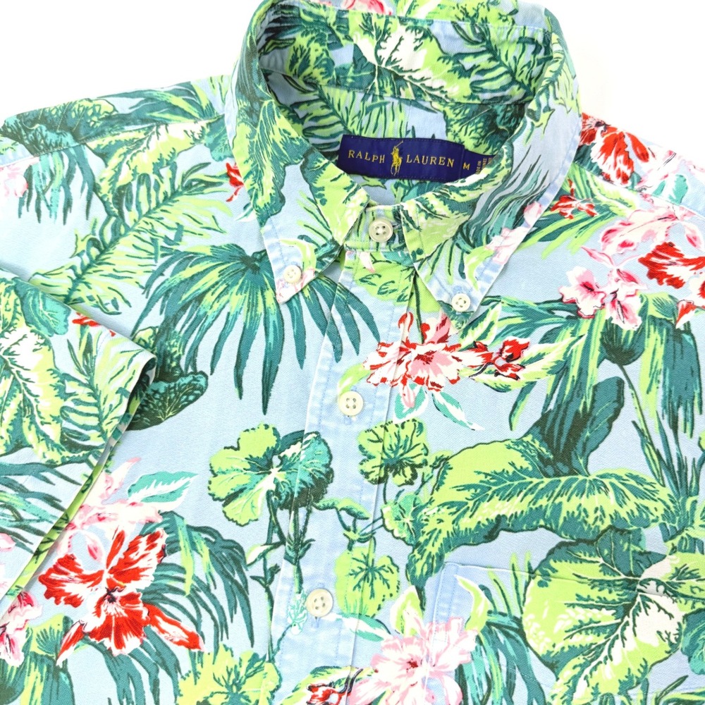 Ralph Lauren Mens Medium Tropical Floral Short Sleeve Button Down Shirt